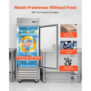 Frigorifero Commerciale per Cucina, Larghezza 29.02, Verticale con Sbrinamento Automatico, Porta Singola in Vetro, 21.5 Cu.ft - Product Image 2