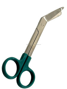 Ciseaux à pansements manuels en acier inoxydable à manche vert, courbés et longs, pour la chirurgie générale et l'utilisation médicale - Product Image 6