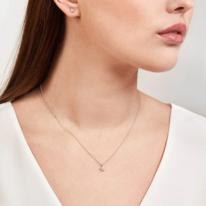 Collar de Lujo con Cadena de Longura Personalizada y Diamante Cultivado en Laboratorio de 14K, Corte Brillante Redondo, para Mujer - Product Image 6