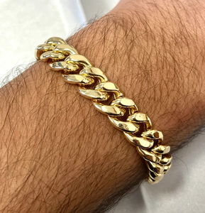 สร้อยข้อมือแบบ Cuban Link ชุบทอง 14K ทำจากโลหะผสมสังกะสี สำหรับผู้ชาย เหมาะสำหรับงานแต่งงาน แฟชั่นเครื่องประดับ ไม่มีเพชร - Product Image 4