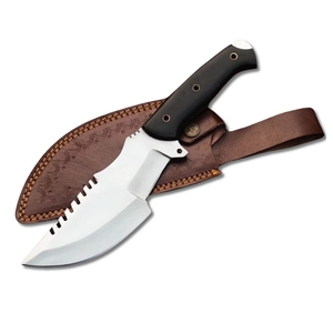 Couteau de survie artisanal en acier inoxydable avec manche en Micarta et étui en cuir fin – Couteaux de traqueur pour le bushcraft - Product Image 1
