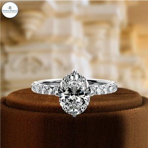 Anillo de Compromiso con Diamante Ovalado Cultivado en Laboratorio de 1 Quilate, Anillos de Aniversario con Incrustaciones de Diamantes Certificados por IGI para Mujer, Oro Sólido de 14K - Product Image 1