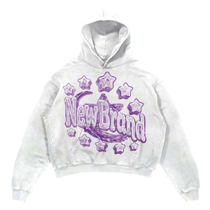 Sudadera con Capucha para Hombre, 420 GSM, 100% Algodón, Felpa Francesa Gruesa, Lavado Ácido, Color Blanco, Impresión Personalizada con Logo de Alta Densidad - Product Image 1