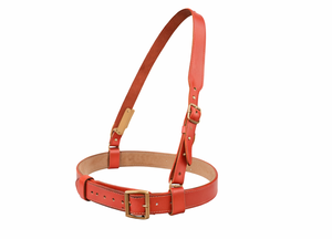 Dusty Orange Leather Cross Shoulder Belt with Brass Hardware Adjustable Strap - Product Image 4