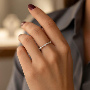 Anillo de media eternidad delicado de circonita cúbica con diseño cristiano de moda, plata de ley 925, apilable, joyería fina para compromiso - Product Image 6
