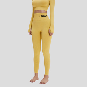 Leggings de sport décontractés fins et respirants en Spandex/Nylon/Polyester à taille haute, sans coutures, antibactériens, avec poches, pour femmes - Product Image 4