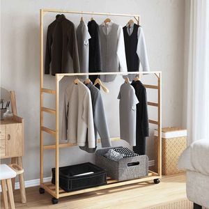 Porte-vêtements en bambou naturel pliable 35,4 x 13,8 x 61,0 pouces, conçu pour un usage quotidien - Product Image 3