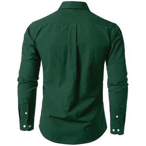 Camisa Oxford Ligera de Manga Larga para Hombre, Color Verde, Casual, Transpirable, Corte Entallado, Cuello con Botones y Bolsillo en el Pecho - Product Image 2