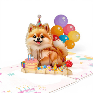 Meilleur prix Carte pop-up d'anniversaire chien mignonne en 3D pour les amoureux des chiens – Artisanat en papier moderne fait main très tendance - Product Image 1