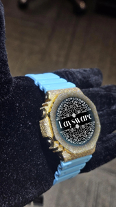 Montre Laysware de luxe avec diamants Moissanite VVS, boîtier en strass, bracelet en silicone bleu clair, montre unisexe Hip Hop, cadeau - Product Image 4