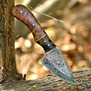 RB <b>Knives</b> Damascus Steel Fixed Blade Hunting Outdoor Camping <b>Knife</b> <b>Bone</b> <b>Handle</b> Straight Edge 8-Inch - Product Image 1