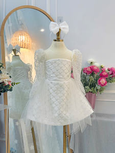 Robe de princesse décontractée pour filles, style licou, longue, à manches longues, en tulle orné de paillettes et de perles, écologique, ODM/OEM, pour mariages et événements variés - Product Image 5