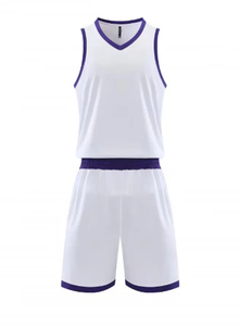 Conjunto de Camiseta de Baloncesto Blanca Unisex, Cuello en V, Sin Mangas, Transpirable, con Tecnología Antihumedad, Pantalones Cortos de Spandex/Poliéster Elásticos - Product Image 2