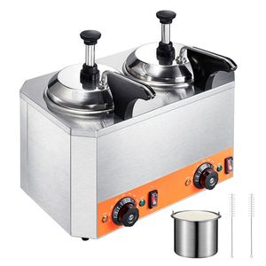 Dispenser Elettrico Commerciale in Acciaio Inossidabile per Formaggio con Scaldafonduta da 2,3x2 Qt e Doppie Pompe - Product Image 1