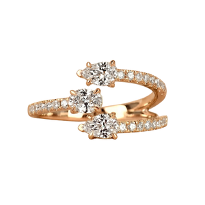 Anillo de Oro de 18K con Diamante Ovalado Cultivado en Laboratorio |   Banda Abierta de Espiga Dividida |   Joyería Fina de Lujo para Mujer |   Claro VVS-VS, Color D-E | - Product Image 1