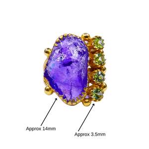Anillo Clásico de Plata de Ley 925 Chapado en Oro con Gemas de Amatista y Peridoto para Mujer, Joyería para Bodas - Product Image 1