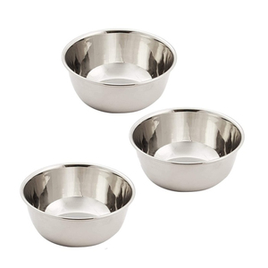 Nouvel ensemble de 3 bols en acier inoxydable, design minimaliste poli, compatibles lave-vaisselle, pour service alimentaire et usage domestique - Product Image 1