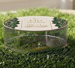 Boîte de rangement ronde élégante en acrylique transparent de qualité supérieure avec couvercle en acrylique imprimé, pour la décoration de cuisine, les bonbons, les fruits secs, ou comme boîte cadeau. - Product Image 5