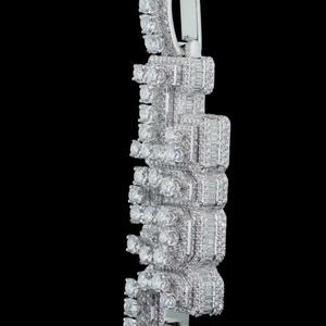 3d heavy vvs moissanite vertical pendant rhodium plated sterling silver diamond tester approved hip hop jewelry pendants & charm - Product Image 3