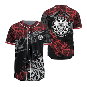 Men's Skull Pattern Baseball Jersey Darts Team Print Polyester Breathable Short <b>Sleeve</b> Gothic Style Button Front Shirt - Product Image 6