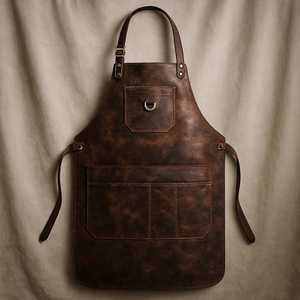 Heavy Duty Leather <b>Apron</b> for <b>BBQ</b> Grill Kitchen Heat Resistant Bulk Wholesale Supplier Vintage Handmade Leather <b>Apron</b> LPN-0301 - Product Image 1