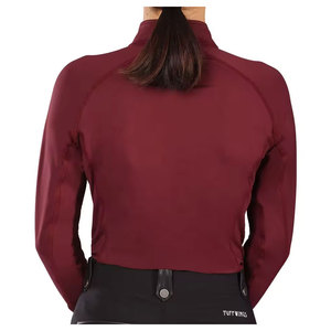 Haut de base équestre pour femme à manches longues et col montant, couleur unie, respirant, en coton élasthanne extensible, avec ceinture imprimée, séchage rapide, pour l'équitation - Product Image 4