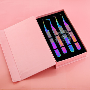 Multi Color lash extension fiber Eyelash Tweezers Stainless Steel Pointed Tip Makeup Eyelash <b>Tool</b> 45 90 Degree Isolation Tweezer - Product Image 1