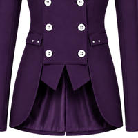 Blazer sur mesure violet foncé pour femme, croisé, coupe ajustée, manches longues, veste de costume formelle pour le bureau et les affaires, personnalisable