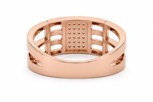 18K Rose Gold Diamond Geometric Band <b>Ring</b> for Men High Polish Contemporary Luxury Wedding Party Daily Wear Gift Fine Jewelry - Product Image 5