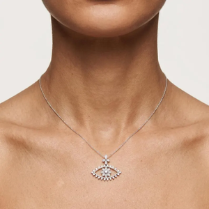 Collier pendentif diamant, amulette florale en diamant de laboratoire, argent 925 et plaqué or 24 carats, garantie à vie - Product Image 1