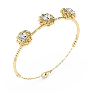 เครื่องประดับทองคำแท้ 18k รับรองโดย IGI ดีไซน์เกลียวเปิดปิดได้ ประดับเพชรทรงกลมสังเคราะห์ สำหรับผู้หญิงและเด็กผู้หญิง - Product Image 4