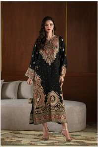 Élégant Salwar Kameez en Chiffon Brodé Marron pour Femme, Longueur Cheville, Tenue Traditionnelle Indienne et Pakistanaise pour Mariage, Coupe Ample - Product Image 3