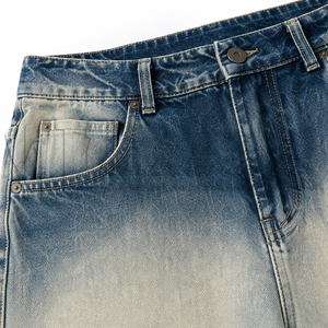 Pantalones Vaqueros Anchos de Mezclilla Azul Lavado para Hombre, Estilo Urbano, con Bolsillos Utilitarios, de Tela Gruesa y Ecológica, Venta al por Mayor - Product Image 6