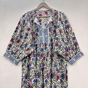 Vestido Midi Informal para Mujer, 100% Algodón Tejido, Estampado Floral Liso/Sólido, Detalles Estructurales, Manga Corta, Cintura Imperio, Estilo Babydoll - Product Image 2