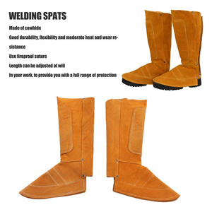 Couvre-chaussures de sécurité en cuir de vachette pleine fleur ignifuge, haute performance, robuste et réglable pour la construction et le soudage - Product Image 2