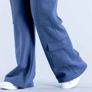 Pantalones Deportivos X Sports City Personalizados para Mujer, Transpirables, Estilo Cargo, de Felpa Francesa, Cintura Alta, con Cordón, Color Azul, Holgados - Product Image 3