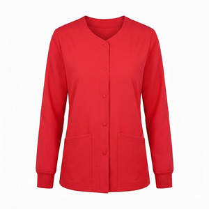 Chaqueta Médica Clásica de Cuello Redondo con Colores Personalizados OEM, Chaqueta de Enfermera con Botones a Presión en la Parte Delantera y Manga Larga, Uniforme Médico - Product Image 5