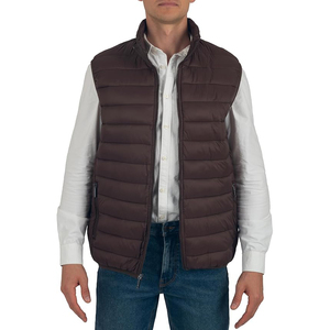 Chaleco acolchado para hombre, gris carbón oscuro, sin mangas, con cuello alto simulado, cierre completo, alternativa a la plumón, calefactor corporal acolchado. - Product Image 2