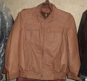 Veste en cuir véritable pour homme de haute qualité, col rond, fermeture éclair, vente en gros, tissu toile, offre ODM - Product Image 5