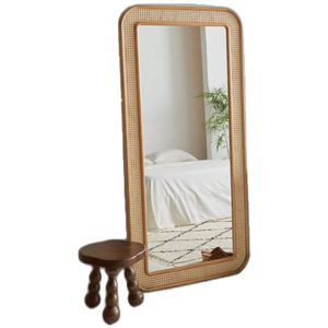 Espejo de Cuerda de Ratán Ecológico Hecho a Mano, Espejo de Pared o de Pie para Sala de Estar o Dormitorio, Venta al Por Mayor - Product Image 1