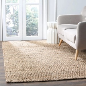 Tapis rectangulaire en jute uni, tissage plat, style scandinave, pour salon, écologique, à poils courts - Product Image 1