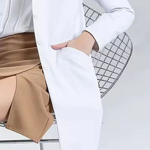Blouse de laboratoire blanche tissée unisexe, uniforme d'hôpital, blouse médicale, 3 poches, fermeture à boutons-pression, service OEM - Product Image 4