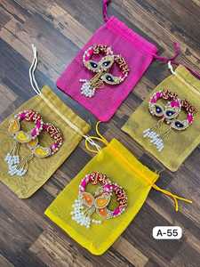 Hermosa Bolsa Potli Subh Labh, Bolso de Mano, Regalo de Boda, Recuerdo de Boda, Bolsa Pequeña para Mujer, Bolsas de Regalo, Bolsa Potli Tradicional para Boda - Product Image 2