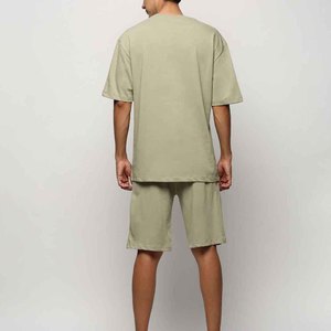 Conjunto Casual de Otoño para Hombre, Transpirable, de Dos Piezas, con Camiseta de Manga Corta y Pantalones Cortos con Cintura Elástica, 100% Algodón - Product Image 2
