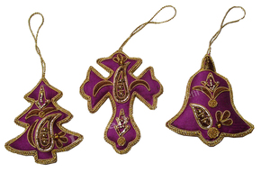 Adorno Colgante de Navidad con Forma de Jesús Hecho de Tela, Perlas de Piedra, Bordado Zardozi y Zari, Adornos Colgantes para Árbol de Navidad - Product Image 2