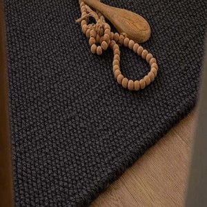 Solid Black Handcrafted Jute Area Rug Rectangle Geometric Pattern Natural Modern Living Room Floor Decor Spot Clean Washable - Product Image 1