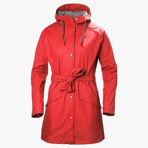 Gabardina con capucha para mujer, longitud midi, manga larga, impermeable, color liso - Product Image 3