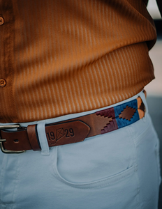 Cinturón de Polo Personalizado al por Mayor, Bordado Ecuestre, Clásico para Hombre, de Cuero Genuino, con Diseño de Estrella, OEM ODM - Product Image 2