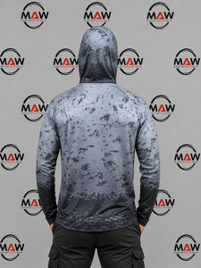 Sudadera con Capucha de Pesca para Hombre MAW, Camuflaje Gris, Protección Solar UPF 50, Secado Rápido, Manga Larga con Cubre Rostro - Product Image 2