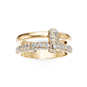 แหวนทองคำขาวประดับเพชรทรงกลมแบบ Eternity Band ดีไซน์รูปทรงล็อค หรูหรา เหมาะสำหรับงานแต่งงาน ทั้งชายและหญิง - Product Image 1